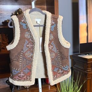 House of Harlow 1960 Brown Vest with Embroidered One size